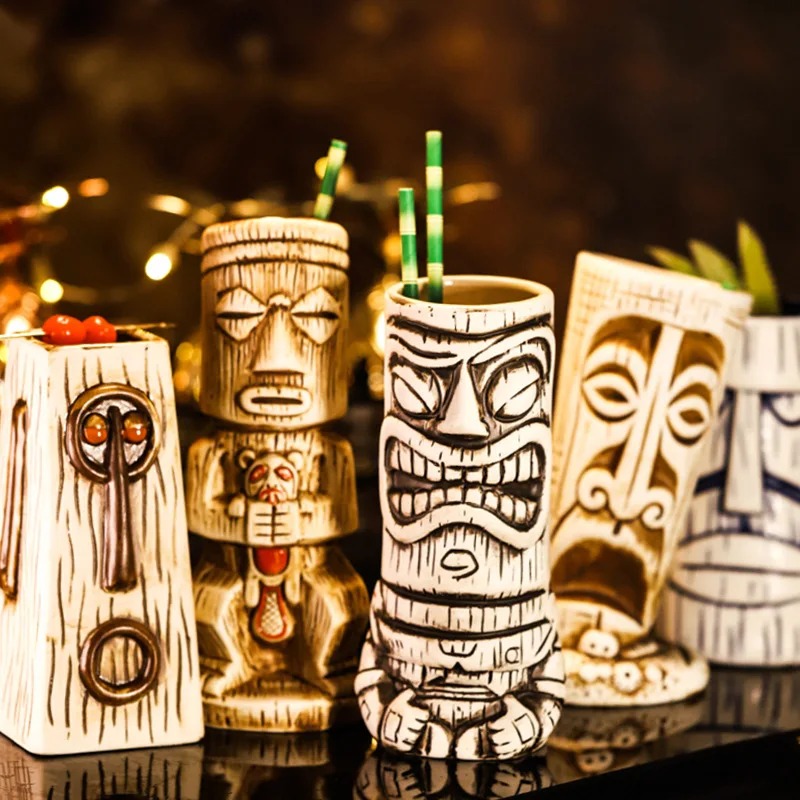 Copper Cocktail Mug - Creative Ceramic Mug Shaman Totem Face