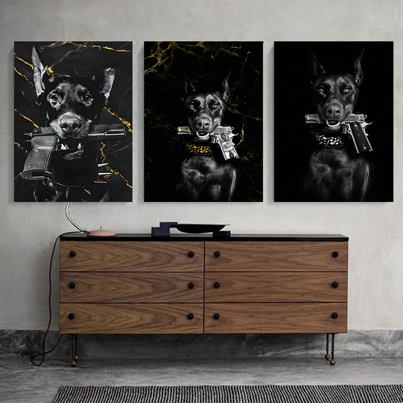 Luxury Lifestyle Photography - Fashion Black Doberman Dog Lion With